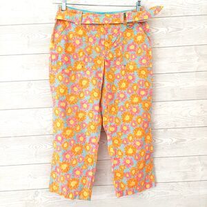 Liz Claiborne Michaela Capri 8 Floral Pants Pink Daisy Flowers Multicolor